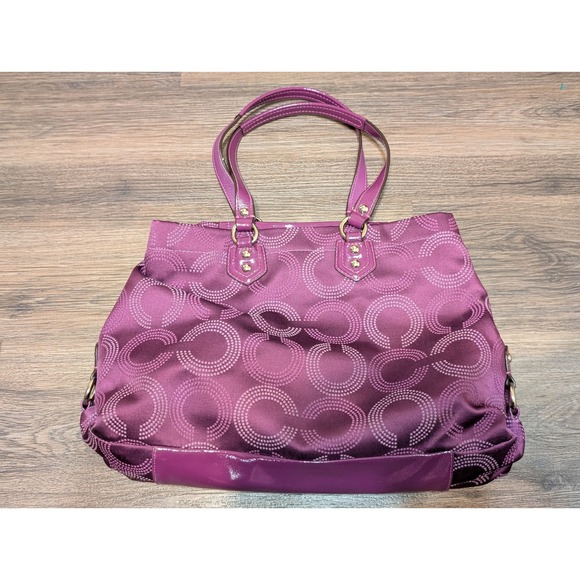 Coach Ashley Op Art Purple‎ Tote Bag F20049 Shoulder Bag Purse Satchel Designer - Picture 7 of 7